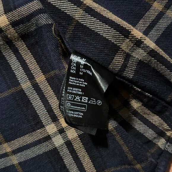 H&M Medium Mens Blue Plaid Button Down Shirt - Picture 3 of 5